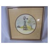Framed windmill painting