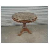 Ornate Round Table with Marble Top