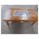 Wooden Coffee Table w/Ceramic Tile Enlay
