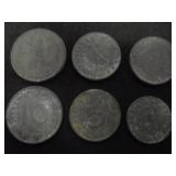 Lot of 6 WWII era German coins