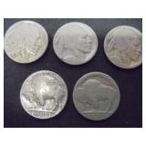 Lot of 5 Indian Head Nickels