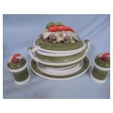 Soup Tourine with Salt and Pepper Shaker