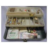 Vintage Victor metal tackle box w/assorted tackle