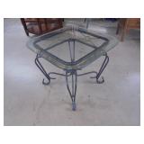 Glass Top and Metal Side Table