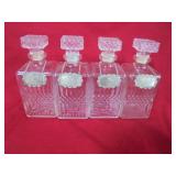 4 Decanters with Name Tags