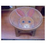 Hand Carved Rabbit Decorative Stool