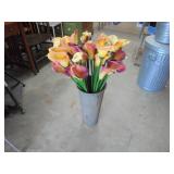 Large Metal Vase with Artificial Tulpils