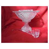 Punch Bowl on stand with 6 cups and Ladle