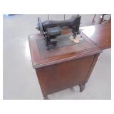 White Rotary Sewing Machine in Cabinet