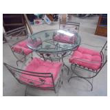 Metal Patio Table with Glass Top 4 Chairs