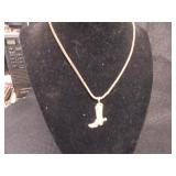 24" 925 Italy necklace w / sterling boot pendant
