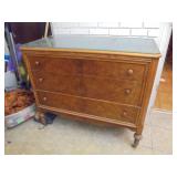 Vintage 3 drawer dresser w/ glass top