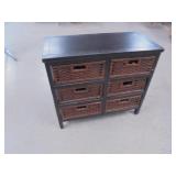 Wall Table with 6 Wicker Drawer