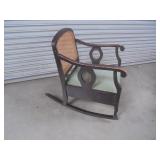 Vintage Wood/Wicker Back Rocking Chair