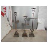 3 PC Metal Cross Candle Decor