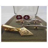 Lot of Masonic tie clips and cuff links