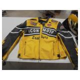 Icon moto leather jacket ,gloves, an helmet
