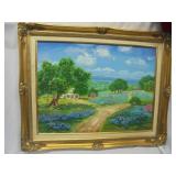Nina Phillips framed oil painting