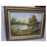 E. Lancaster framed oil painting