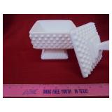 Fenton Milk glass hobnail square candy dish