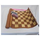 Stitched leather roll up checker set