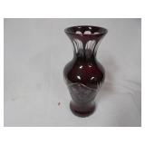 Ruby Red Cut Glass Vase