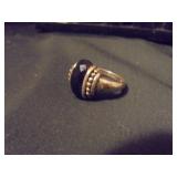 925 ring with dark green stone