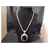 17" BA Sterling necklace and pendant w/ black acce
