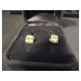 14kt China earrings with green stones