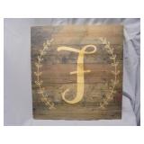 Wooden Monogramed "F" wall hanging