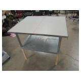 Metal Table with Cutting Board Top