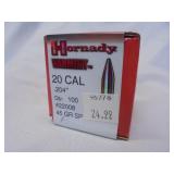 Hornaday Varmint 20cal, .204", 100ct
