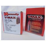 lot of 2, Hornaday V-Max, 22cal, .224",60gr, 100ct