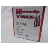 Hornaday V-Max, 25cal, .257", 75gr,  100ct