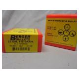 Lot of 2 Berger Bullets, 25cal, 115gr, 100ct