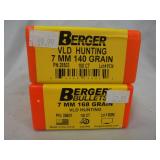 Lot of 2 Berger bullets, 7mm, 140gr&168gr
