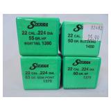 Lot of 4, Sierra, 22cal, 50gr, 55gr, 60gr &63gr