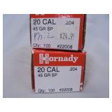 Lot of 2, Hornaday, 20cal, 45gr SP