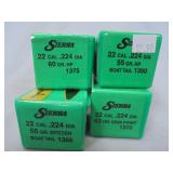 Lot of 4, Sierra 22cal, 55gr, 60gr & 63gr