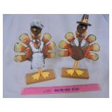 Metal & wood turkey decorations