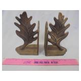 Cast iron leaf book ends