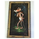 Pink Panther Painting on Velvet