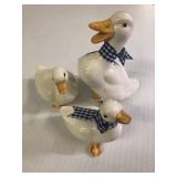 3 Porcelain Ducks-one mom & 2 ducklings