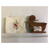 Wooden Duck and Hand Made Napkin
