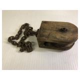 Antique Wooden Pulley