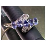 Ring Marked 925 STS Size 9 - far right stone is