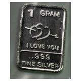 I Love You Silver Bar 1 Gram