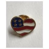 American Flag Heart Shaped Pin