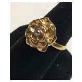 Golden Rose Ring "Clear Stone"