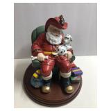 Fireman Santa Claus w/puppy statue